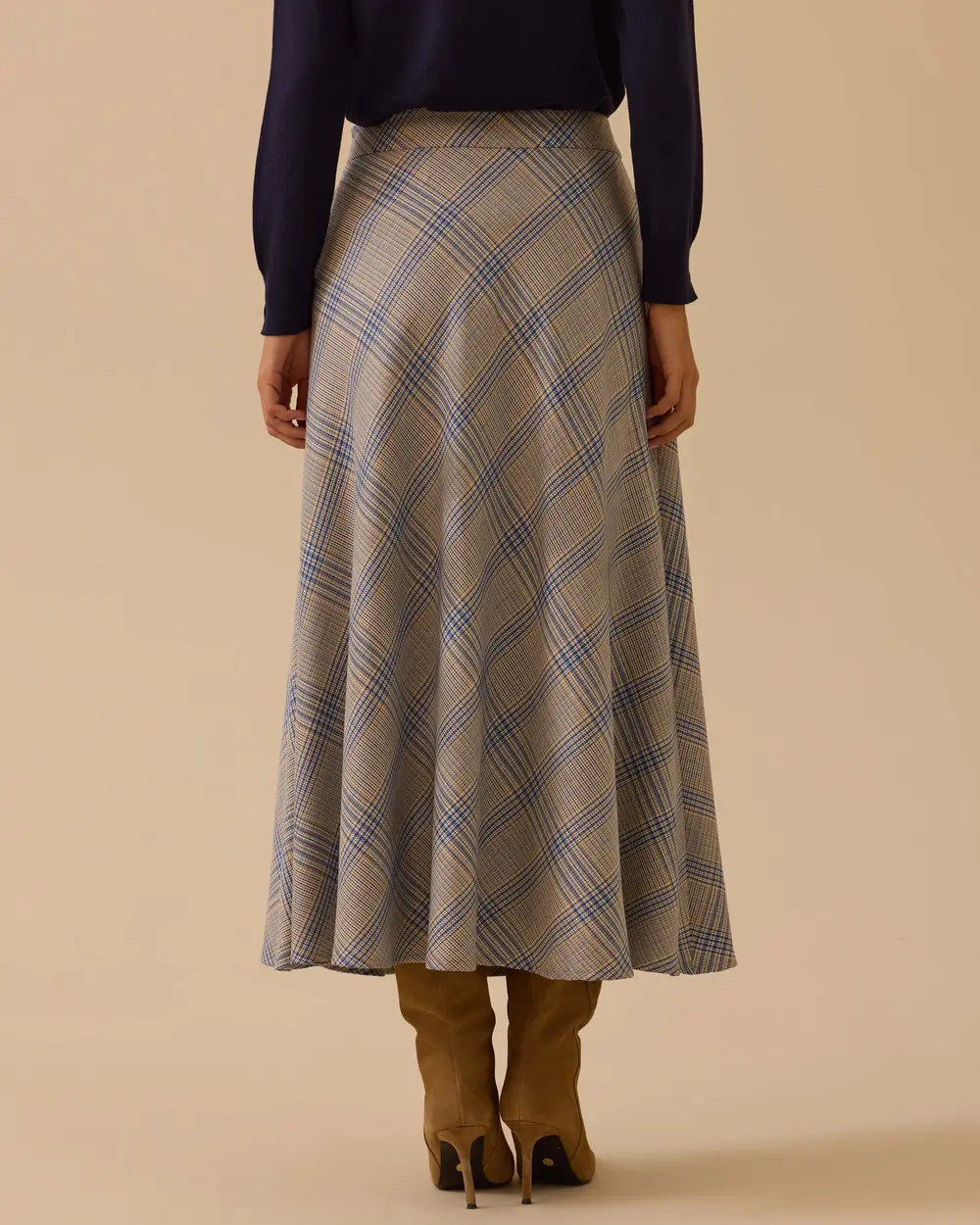 Ekose Desenli Kloş Etek