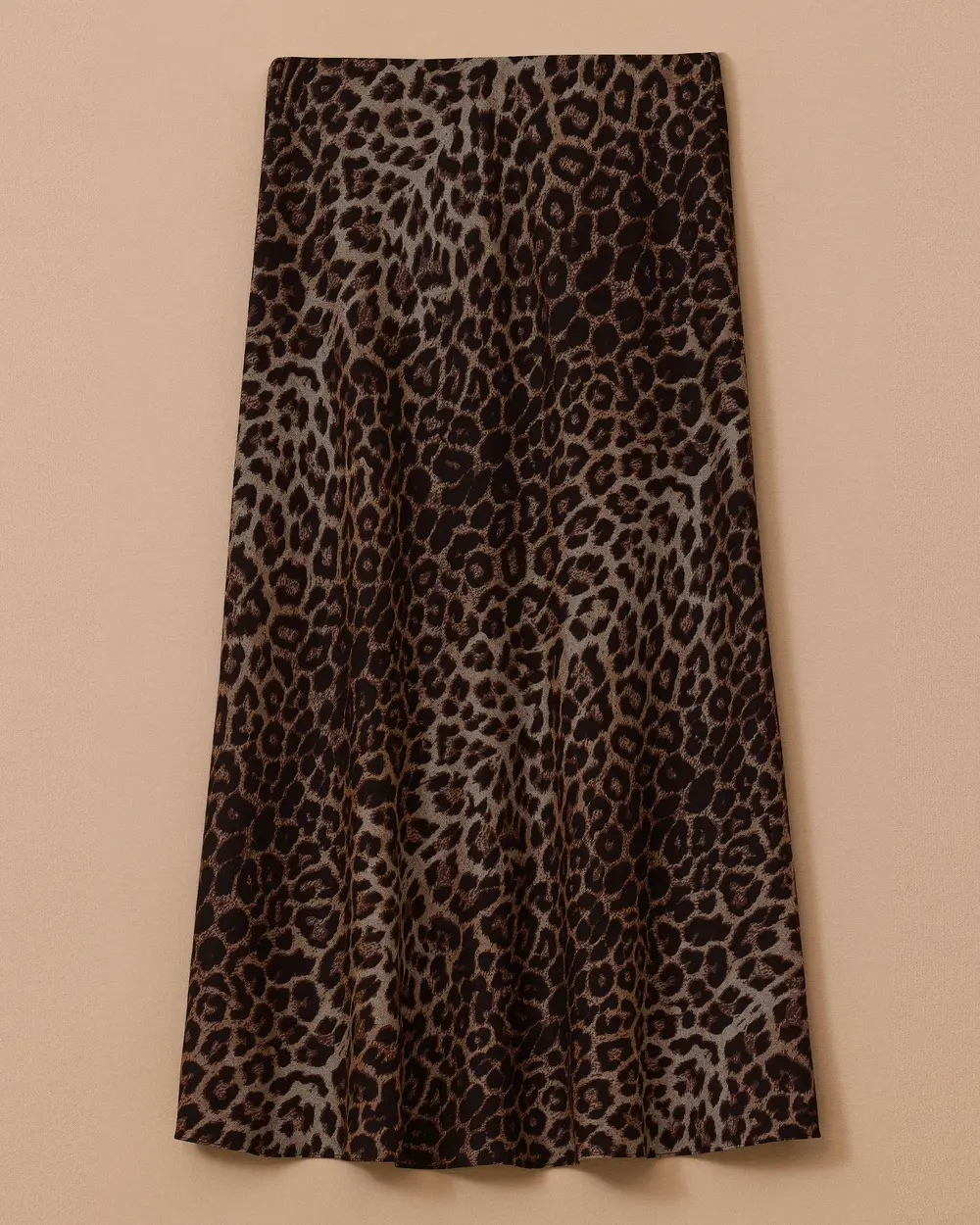 Leopar Desenli Düz Kesim Midi Etek
