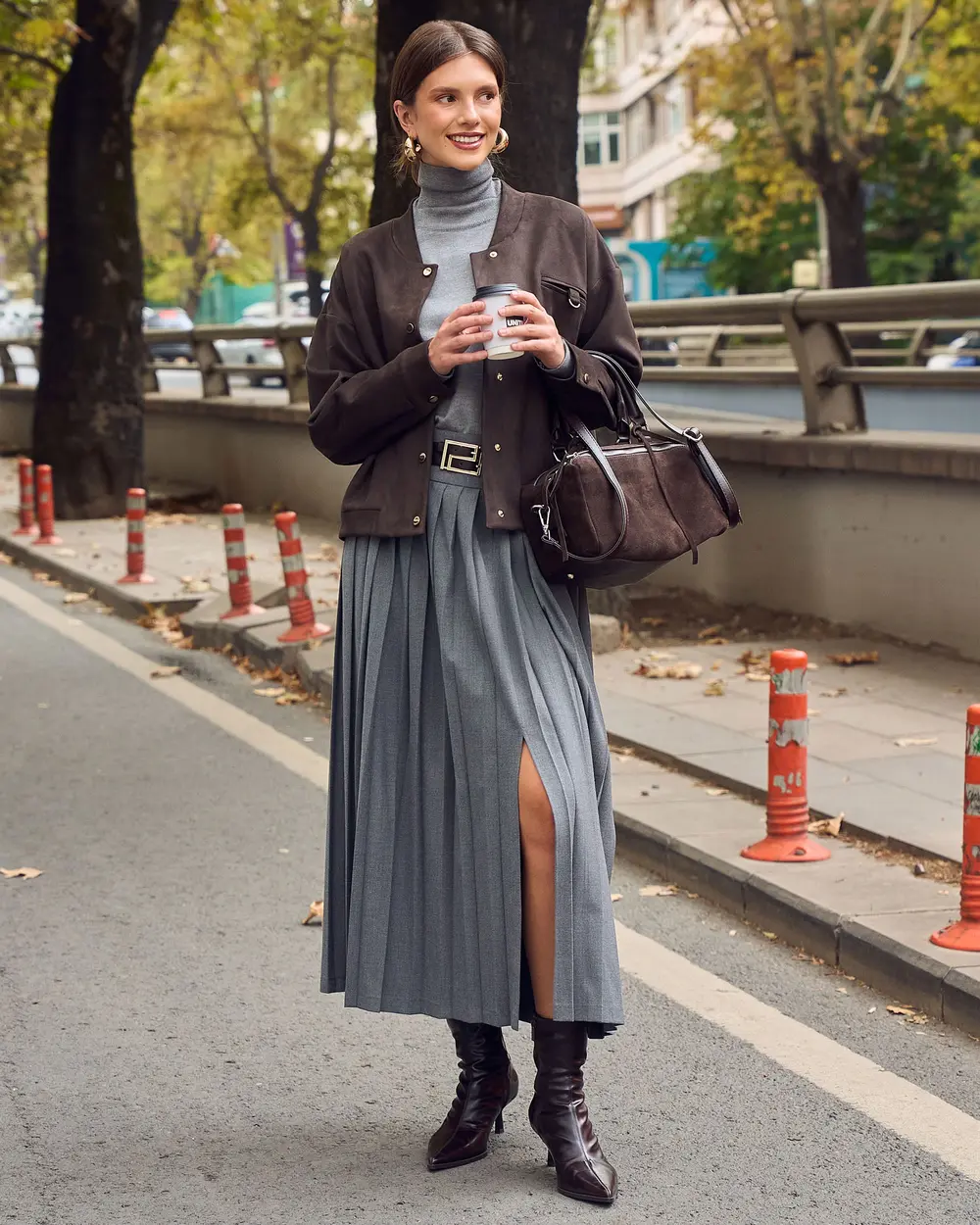 Kemer Detaylı Pileli Etek