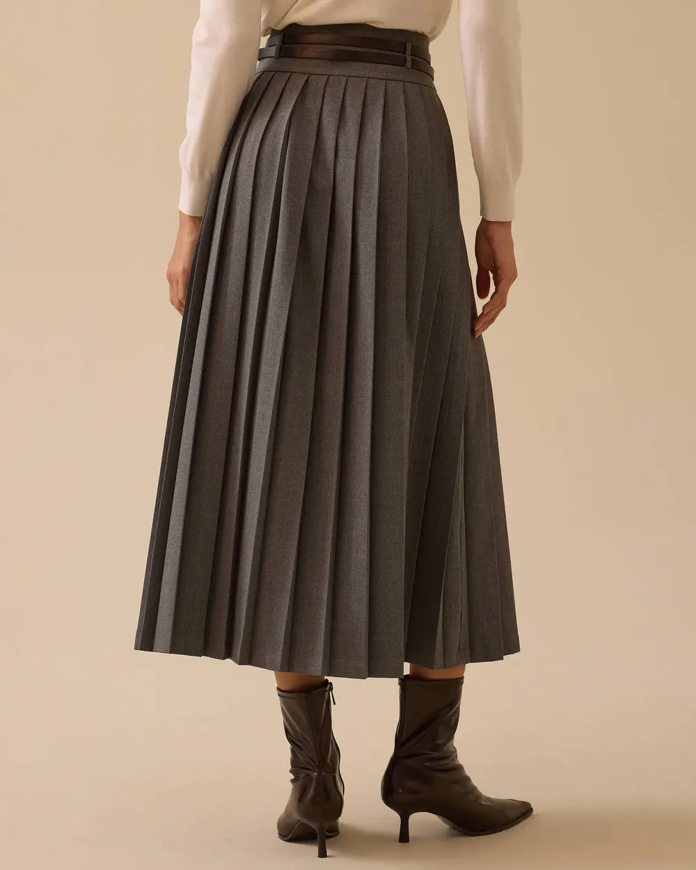 Kemer Detaylı Pileli Etek