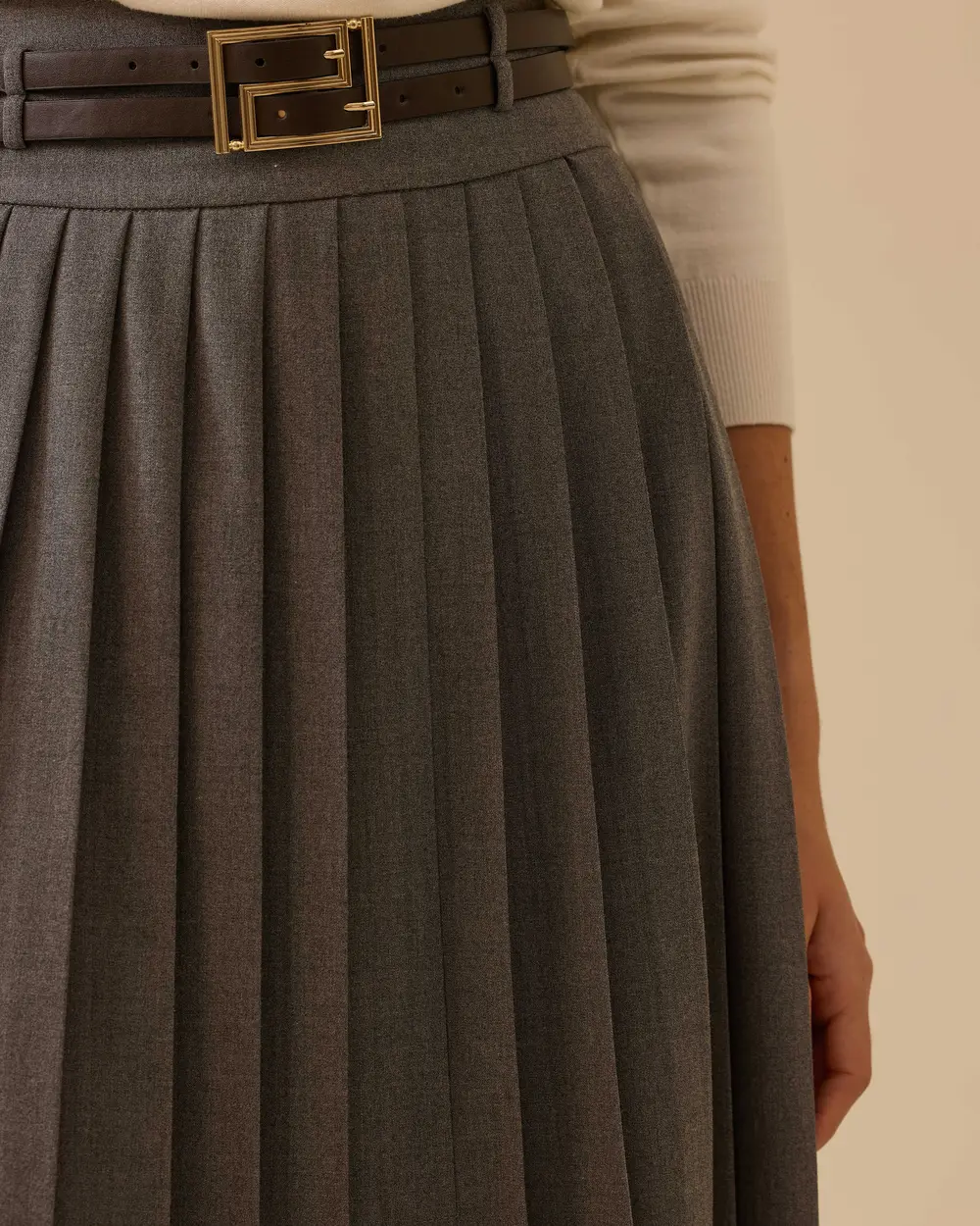 Kemer Detaylı Pileli Etek