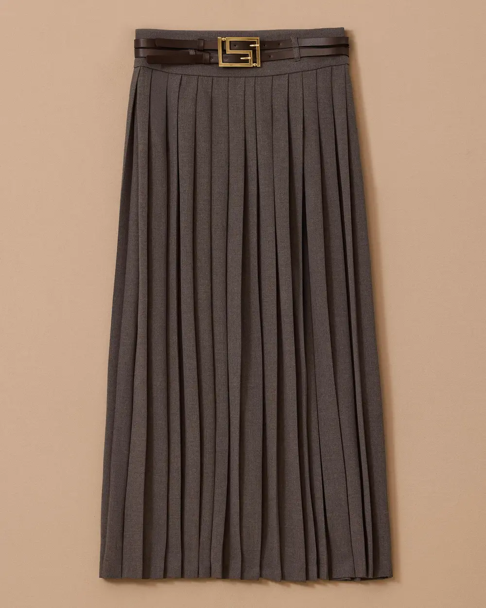 Pleated Skirt with Belt Detail
