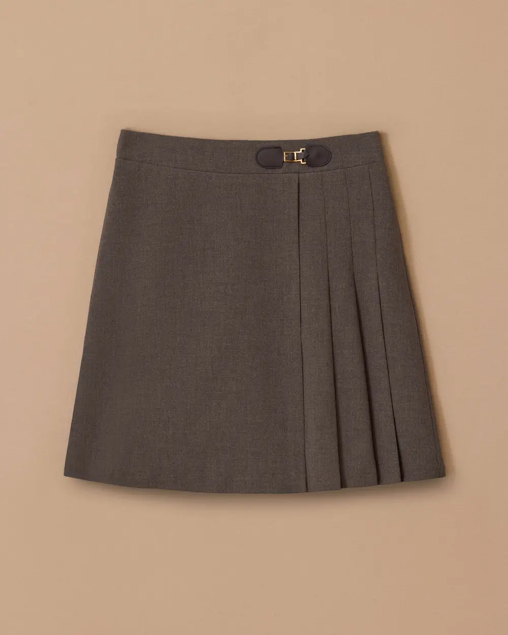 Pile Detaylı Diz Üstü Etek