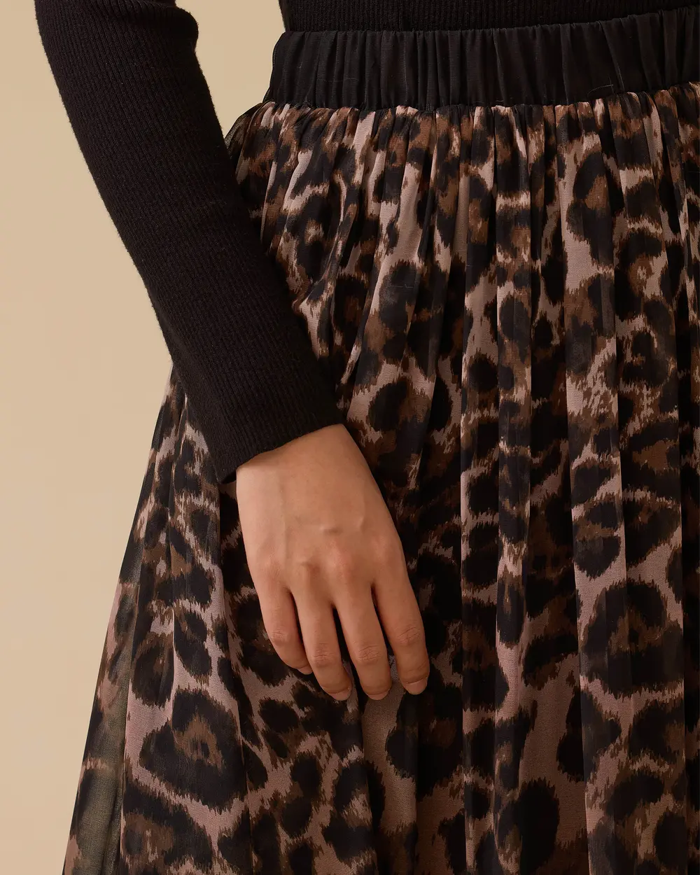 Leopar Desenli Şifon Etek