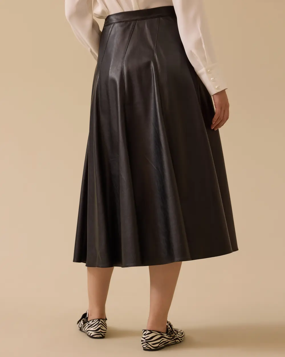 Faux Leather Flared Skirt