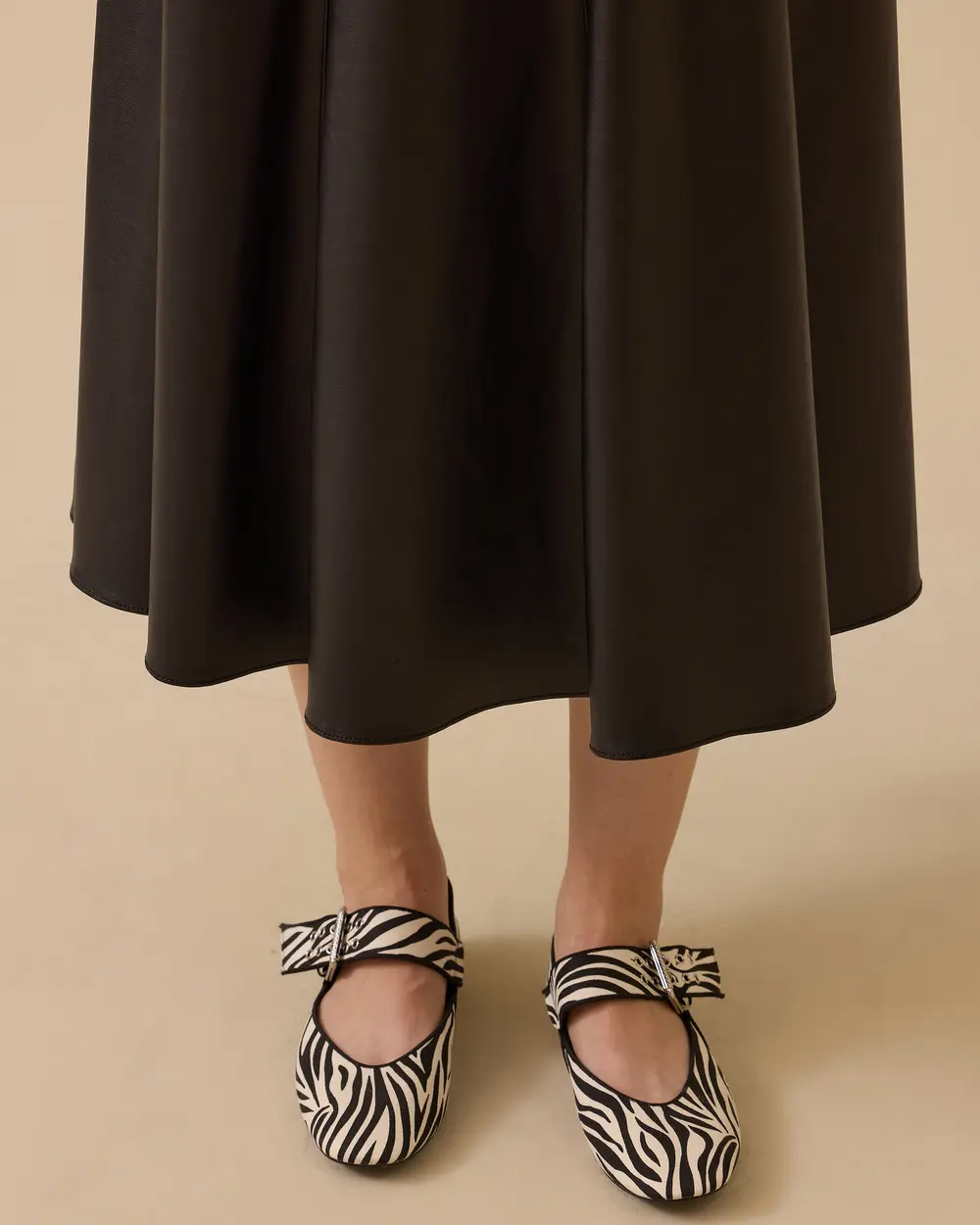 Faux Leather Flared Skirt