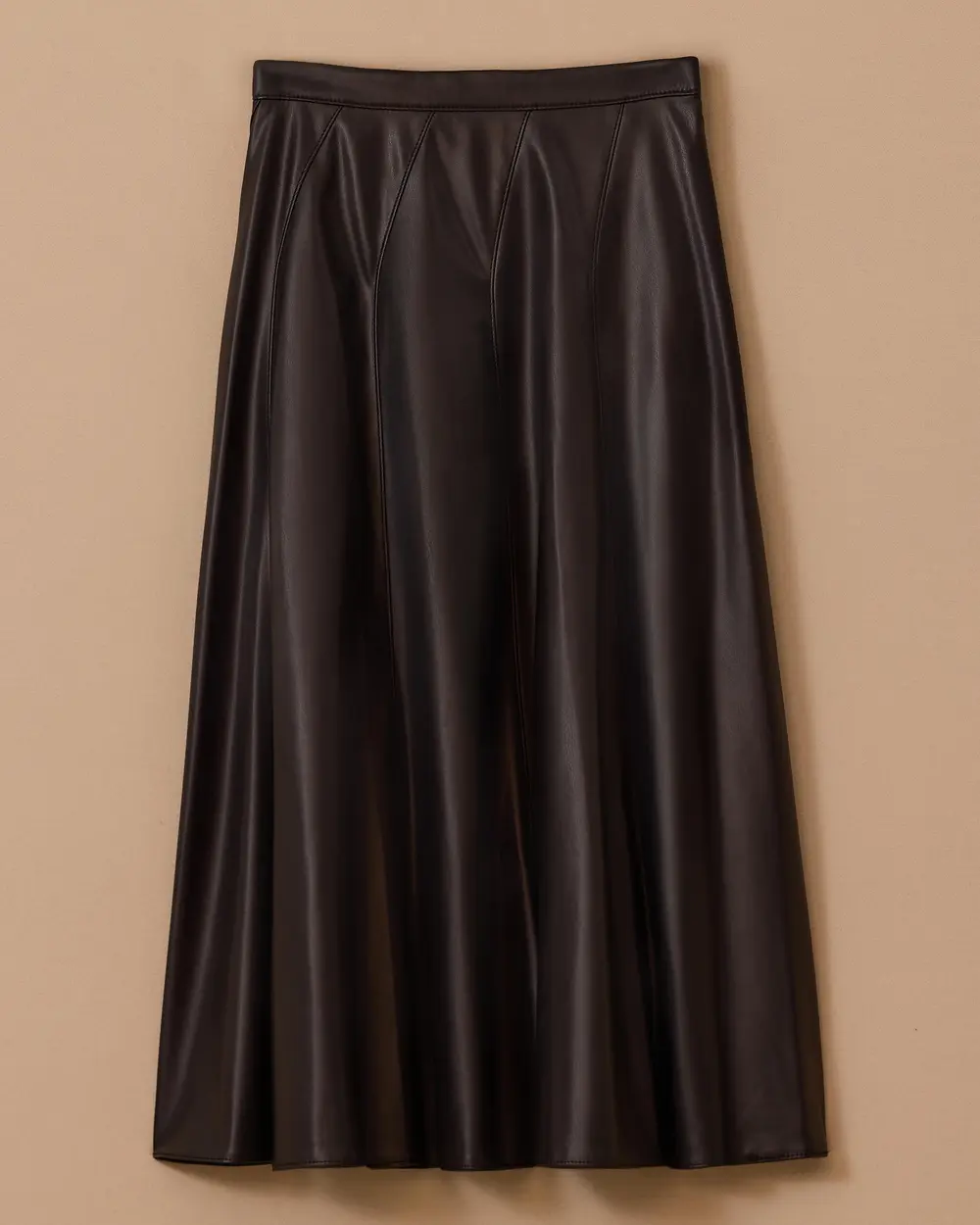 Faux Leather Flared Skirt
