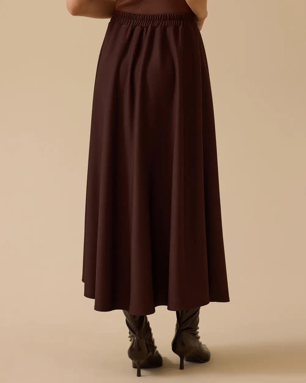 Elastic Waist Flared Skirt