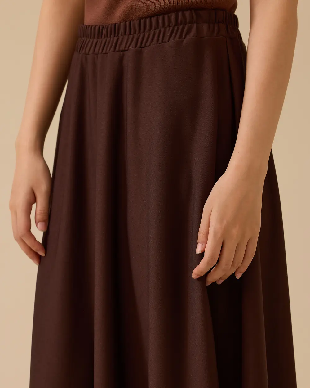 Elastic Waist Flared Skirt