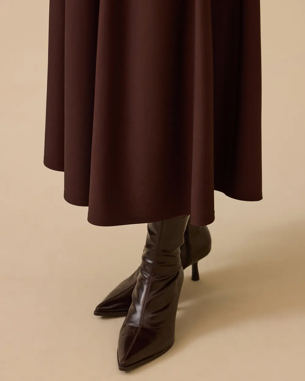 Elastic Waist Flared Skirt