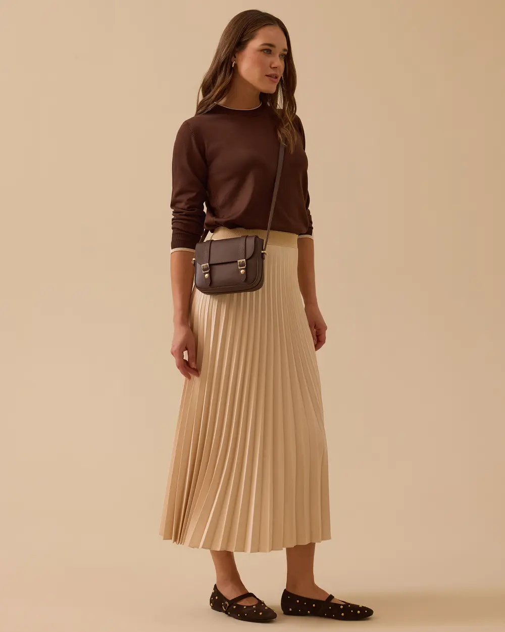 Elastic Waist Pleated Basic Skirt