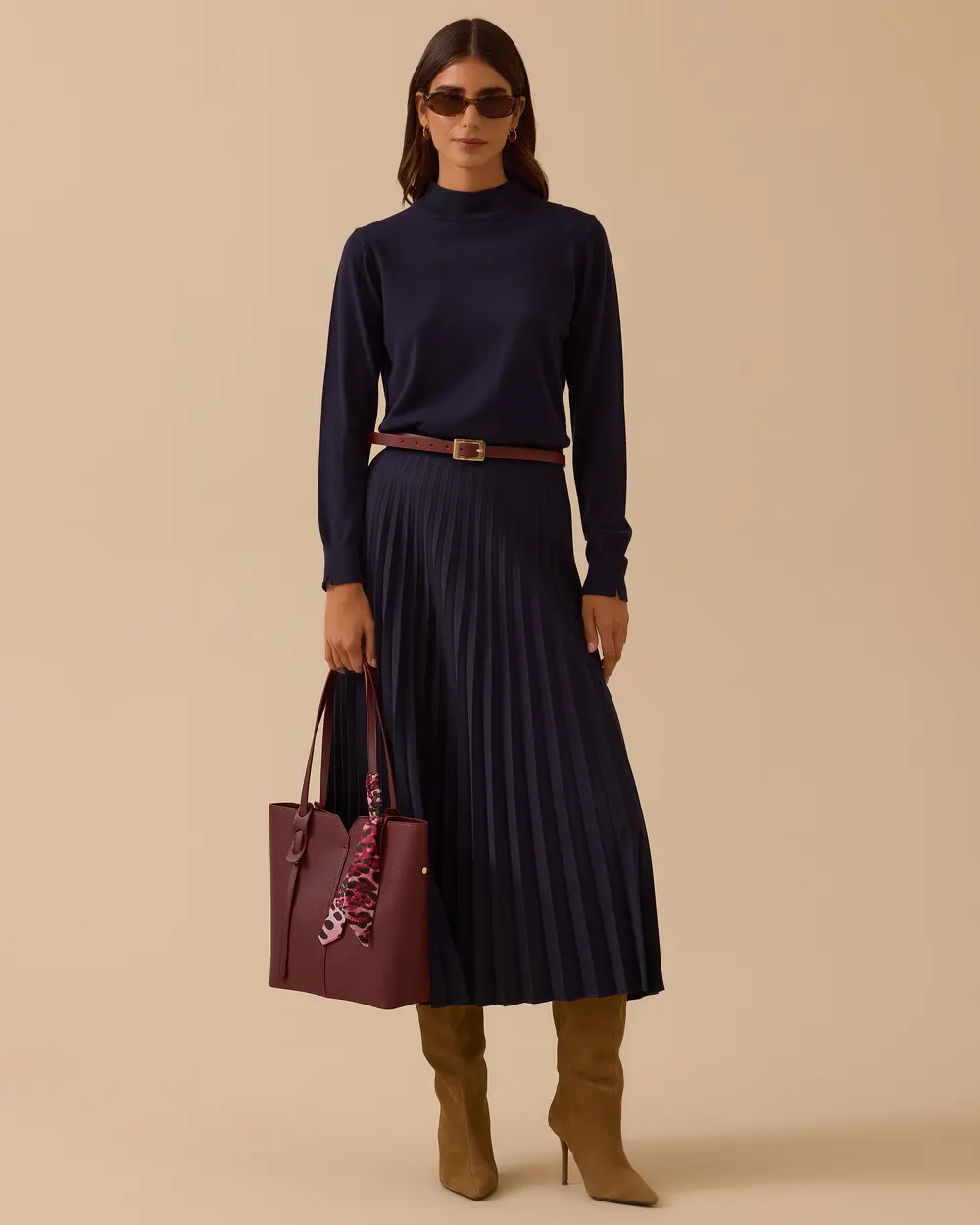 Esnek Bel Pliseli Basic Etek