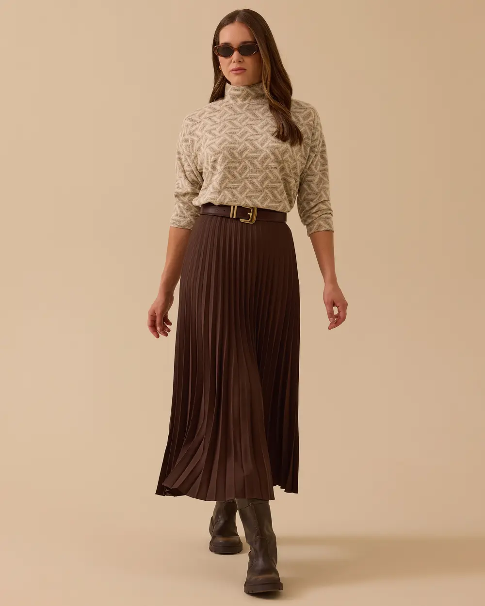 Esnek Bel Pliseli Basic Etek