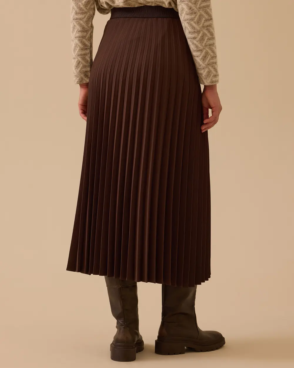 Esnek Bel Pliseli Basic Etek