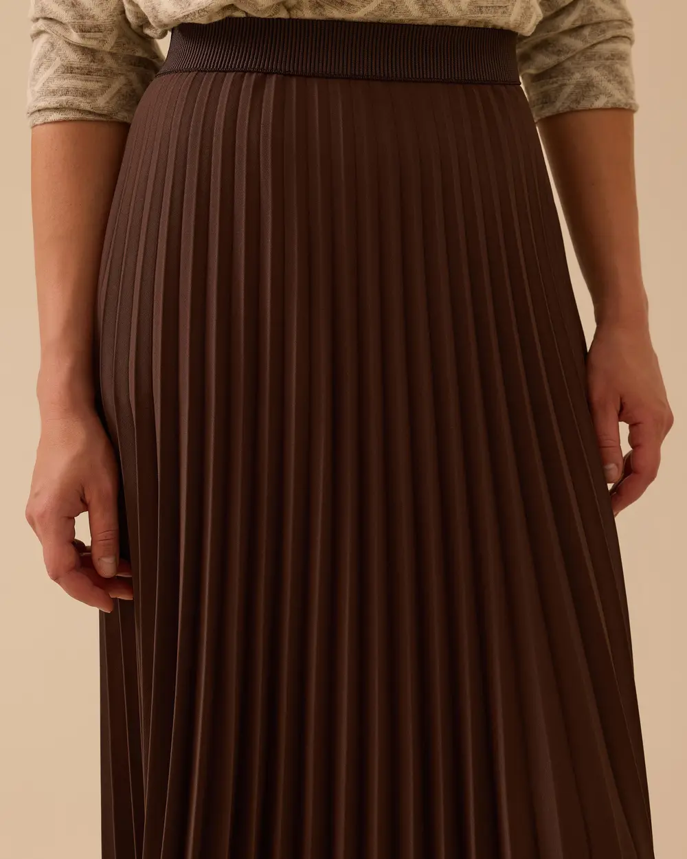 Esnek Bel Pliseli Basic Etek