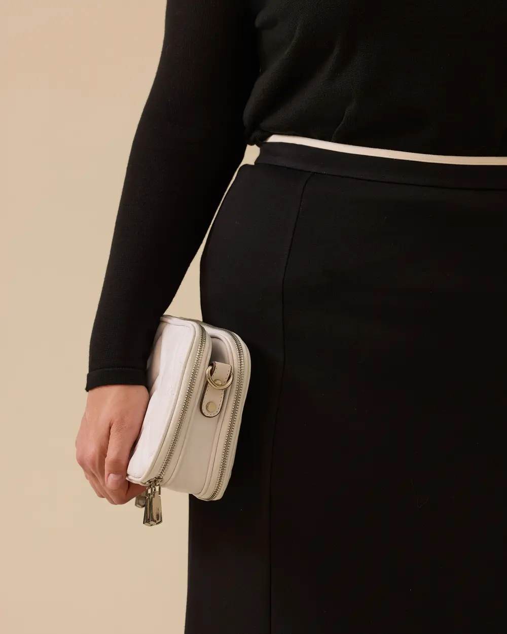 Büyük Beden Beli Biye Detaylı Midi Etek