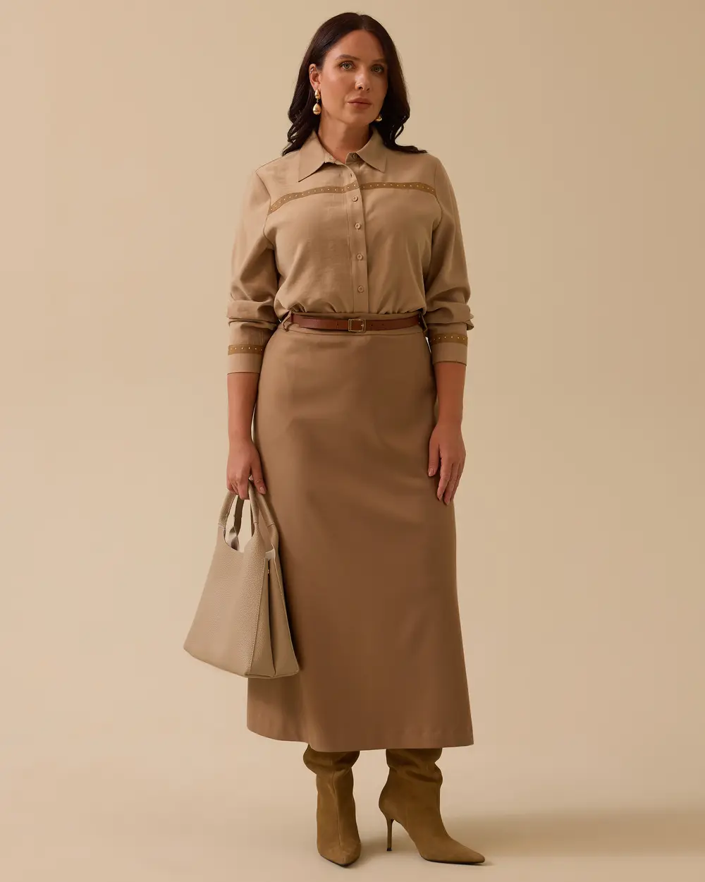 Plus Size Straight Skirt with Pockets