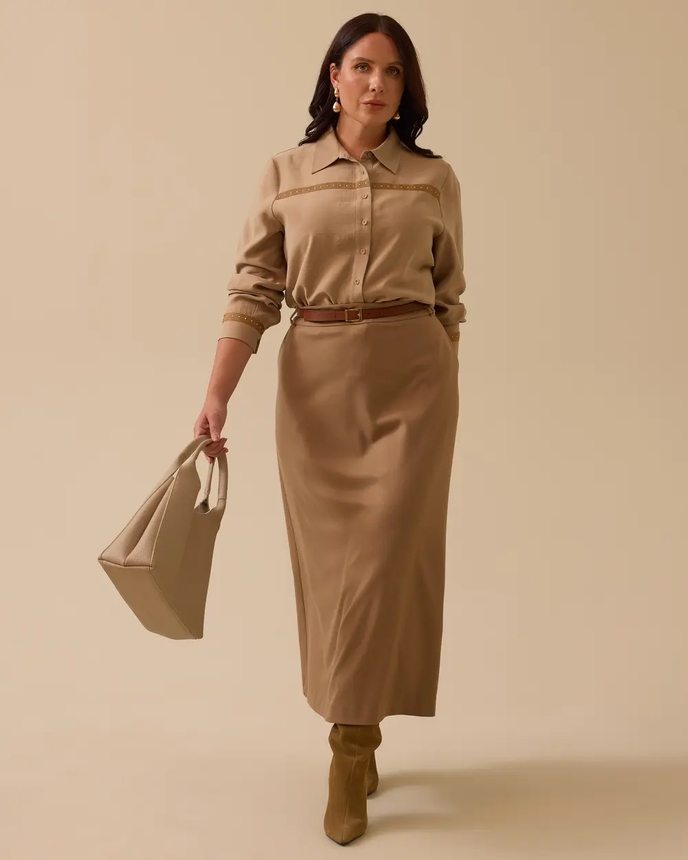 Plus Size Straight Skirt with Pockets