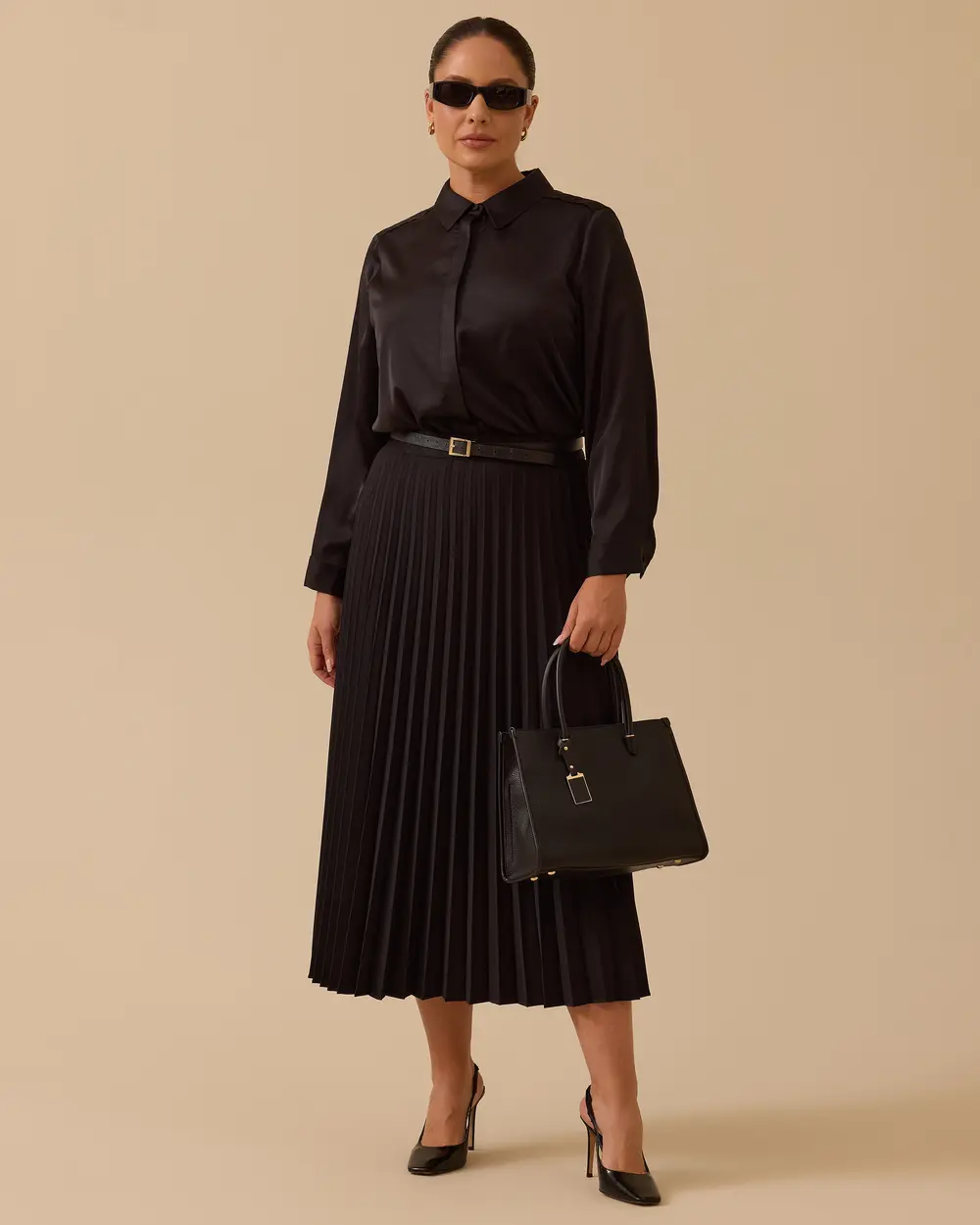 Büyük Beden Esnek Bel Pliseli Basic Etek