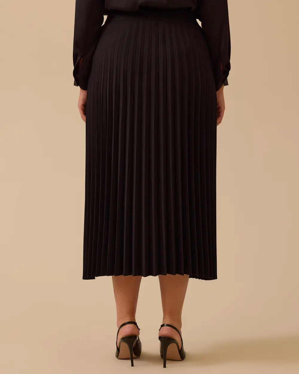 Büyük Beden Esnek Bel Pliseli Basic Etek