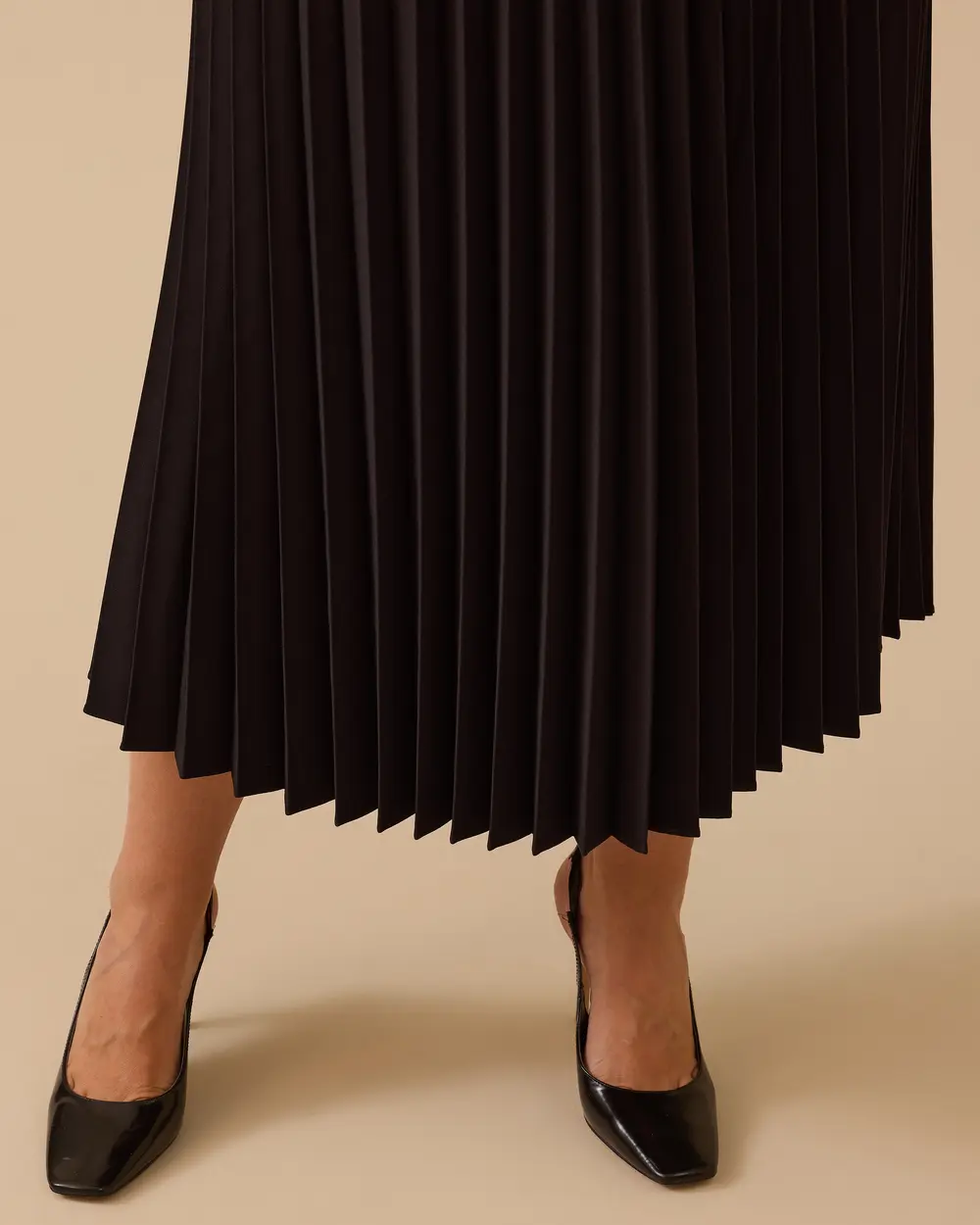 Büyük Beden Esnek Bel Pliseli Basic Etek