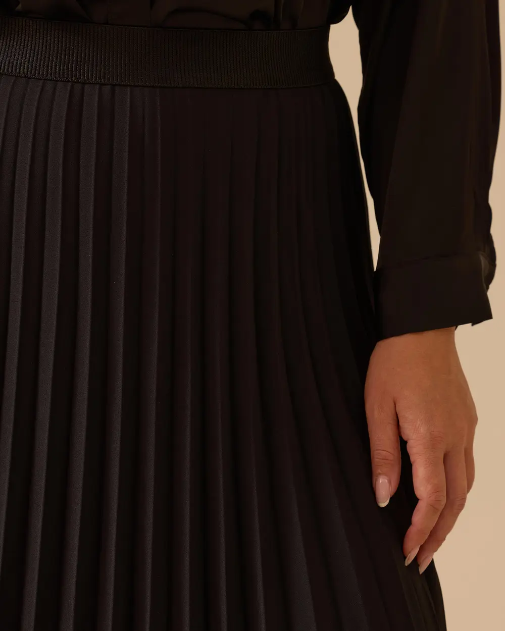 Büyük Beden Esnek Bel Pliseli Basic Etek