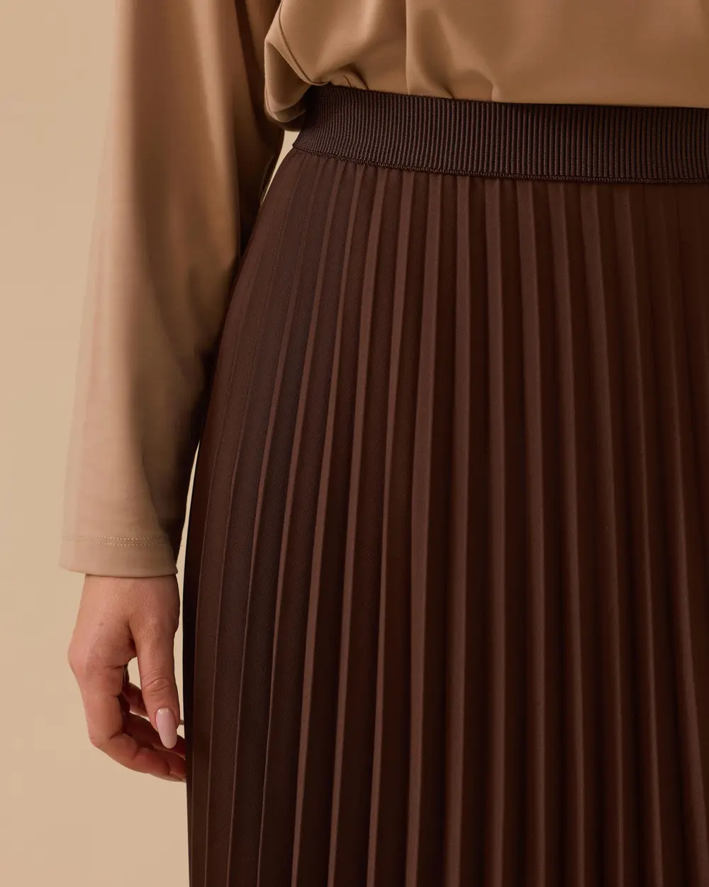 Büyük Beden Esnek Bel Pliseli Basic Etek