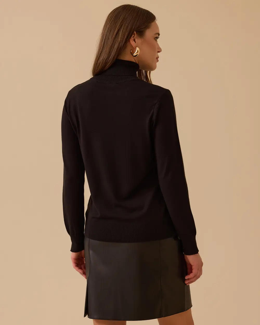 Tam Balıkçı Yaka Örme Triko Bluz