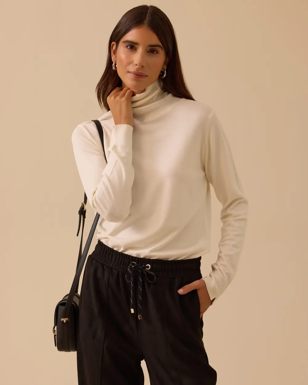 Tam Balıkçı Yaka Örme Triko Bluz