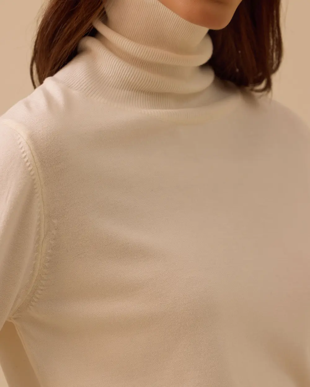 Tam Balıkçı Yaka Örme Triko Bluz