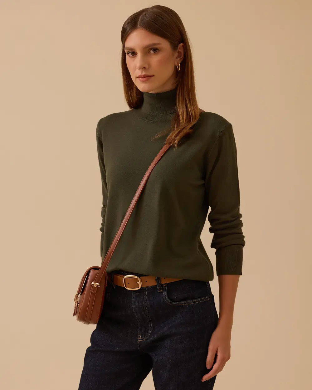 Tam Balıkçı Yaka Örme Triko Bluz