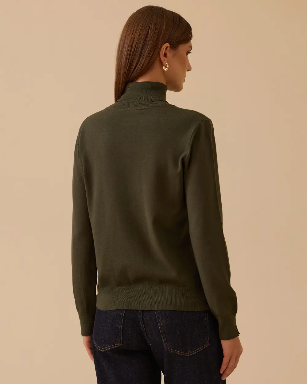 Tam Balıkçı Yaka Örme Triko Bluz