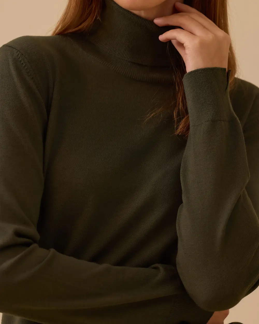 Tam Balıkçı Yaka Örme Triko Bluz