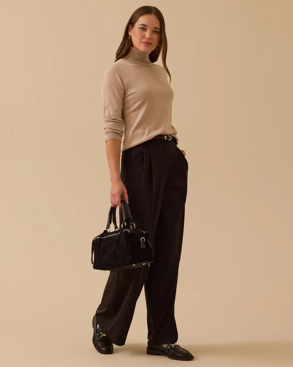 Tam Balıkçı Yaka Örme Triko Bluz