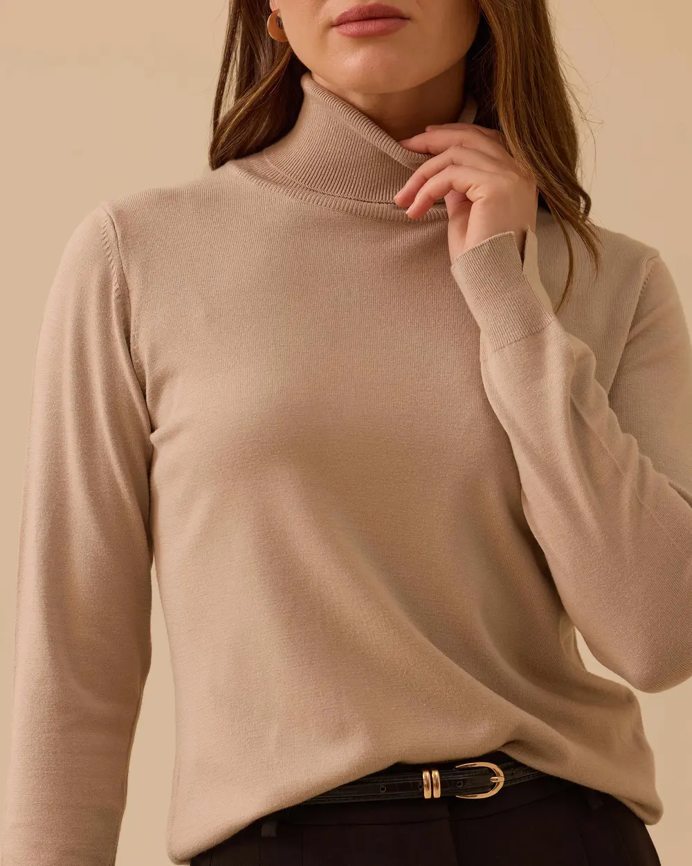 Tam Balıkçı Yaka Örme Triko Bluz