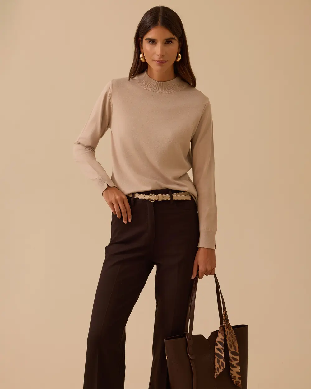 Half Turtleneck Basic Sweater Blouse