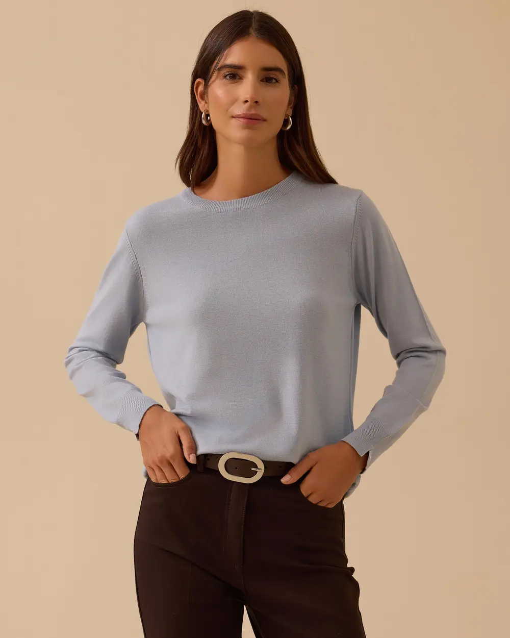 Sıfır Yaka Basic Triko Bluz