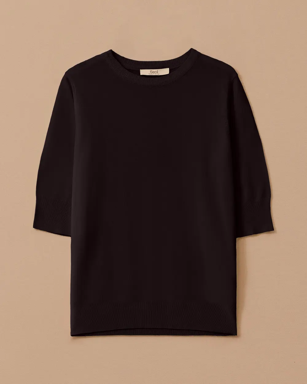 Short Sleeve Basic Sweater Blouse