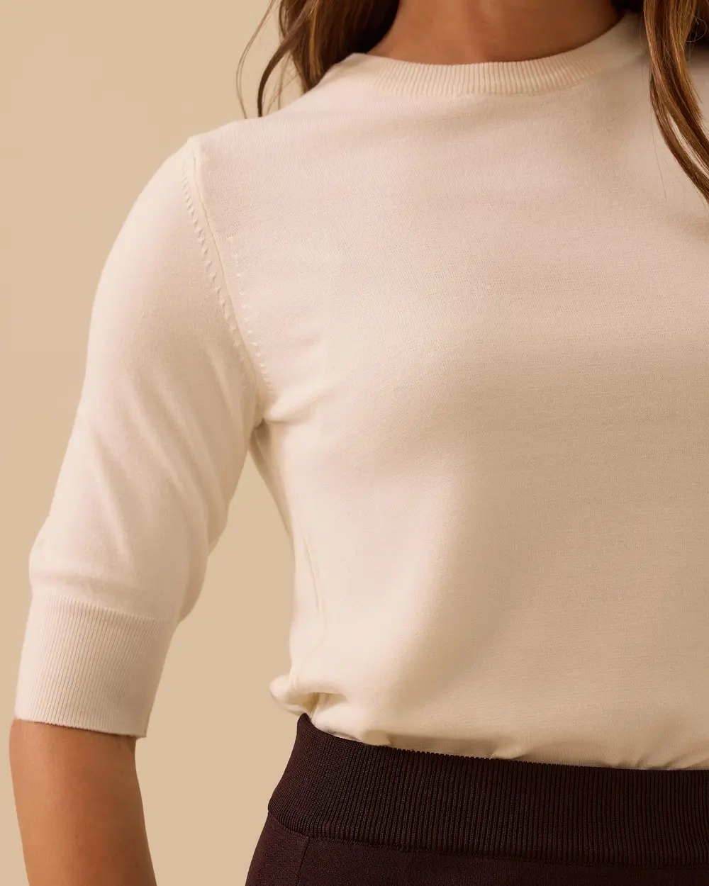 Short Sleeve Basic Sweater Blouse