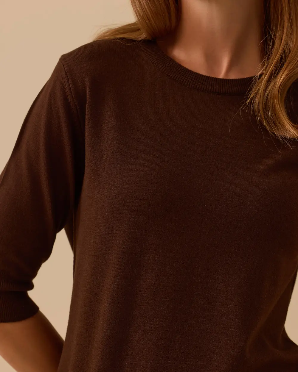 Short Sleeve Basic Sweater Blouse