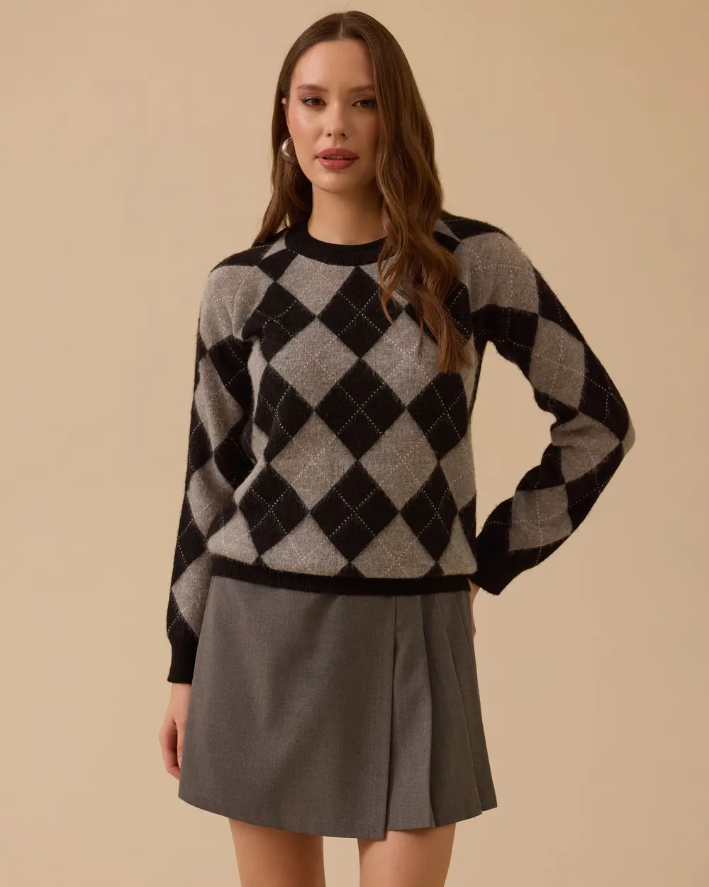 Baklava Desenli Triko Kazak