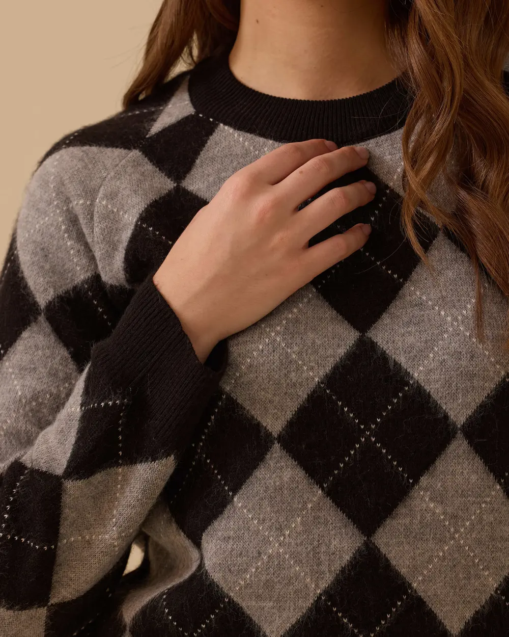 Baklava Desenli Triko Kazak