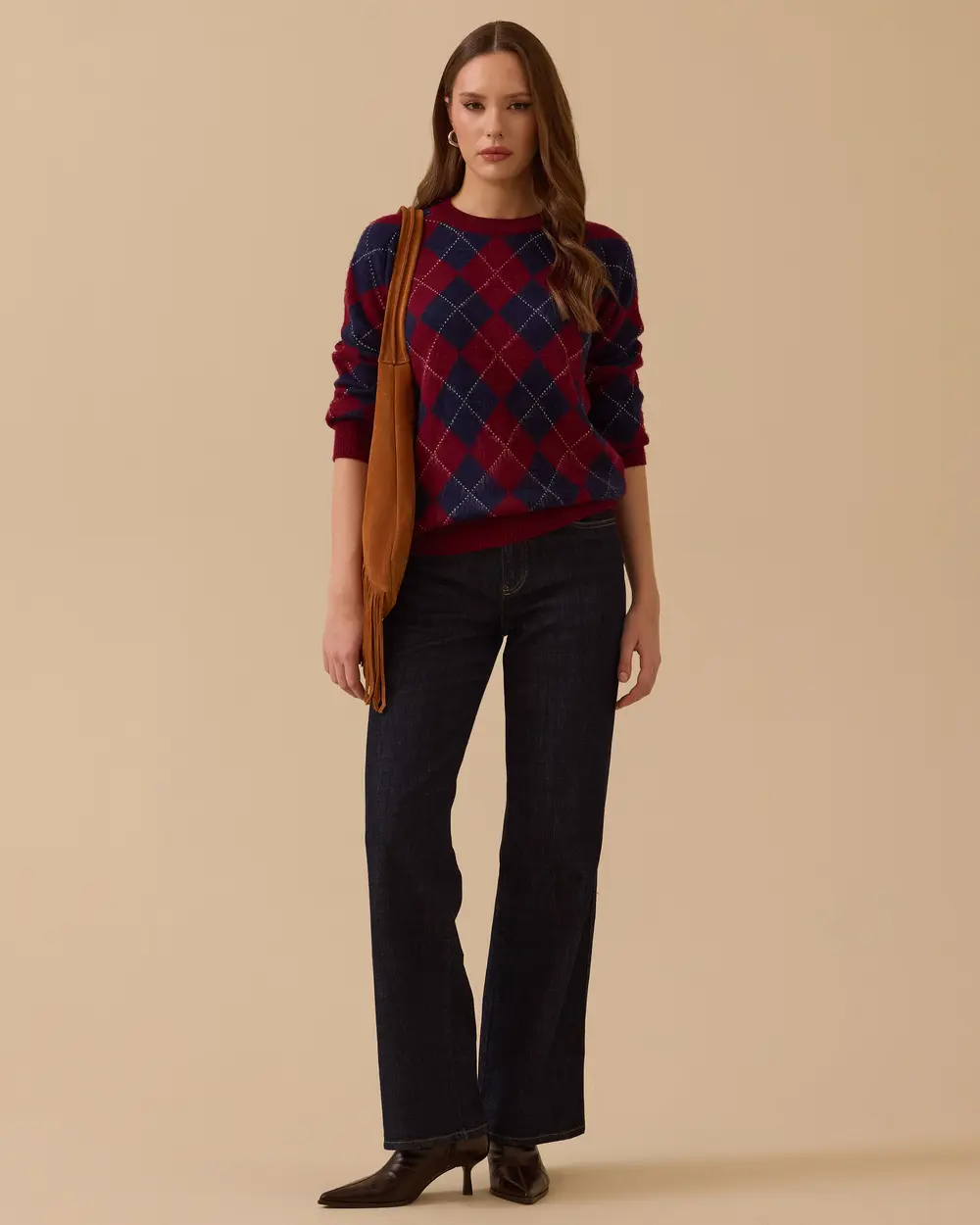 Baklava Desenli Triko Kazak