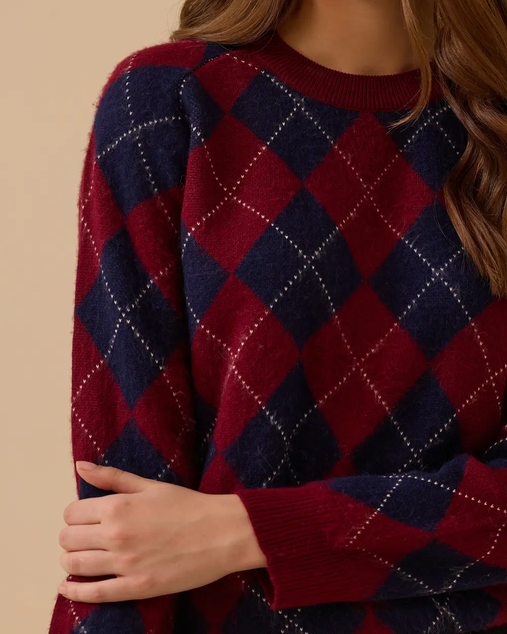 Baklava Desenli Triko Kazak