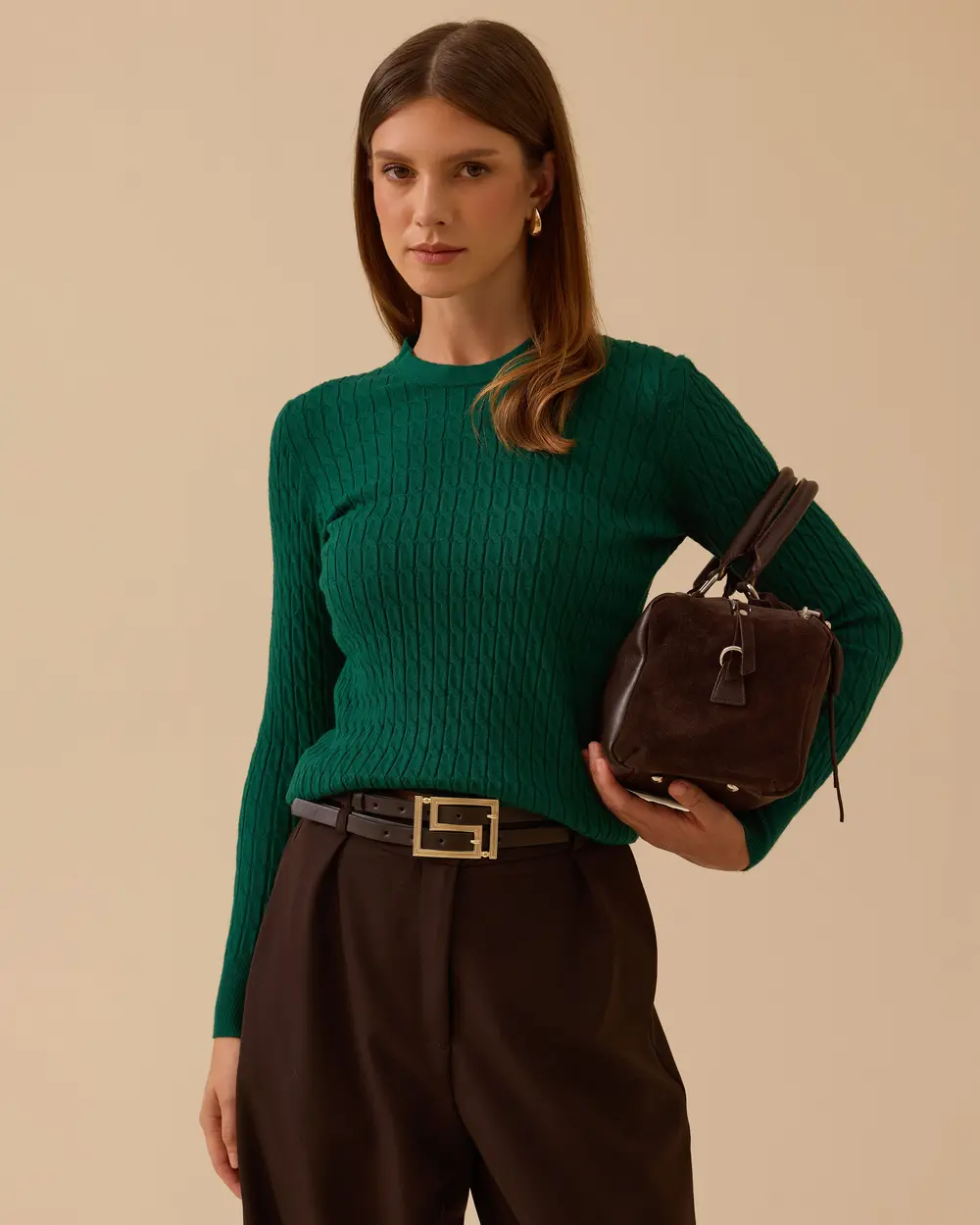 Örgü Desen Sıfır Yaka Triko