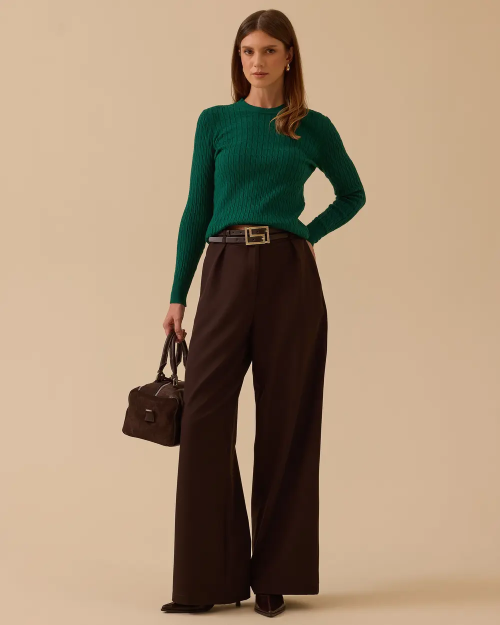 Örgü Desen Sıfır Yaka Triko