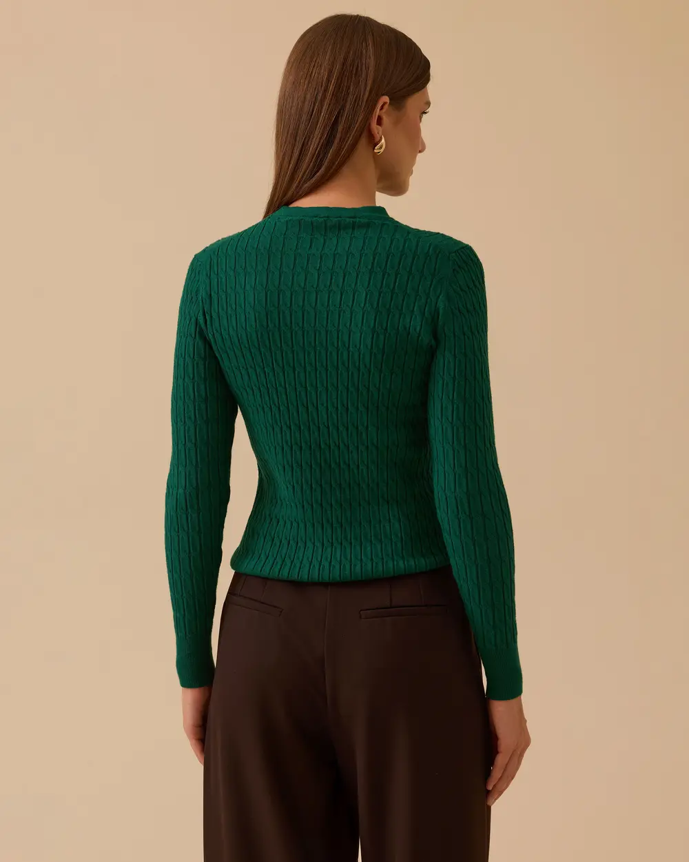 Örgü Desen Sıfır Yaka Triko