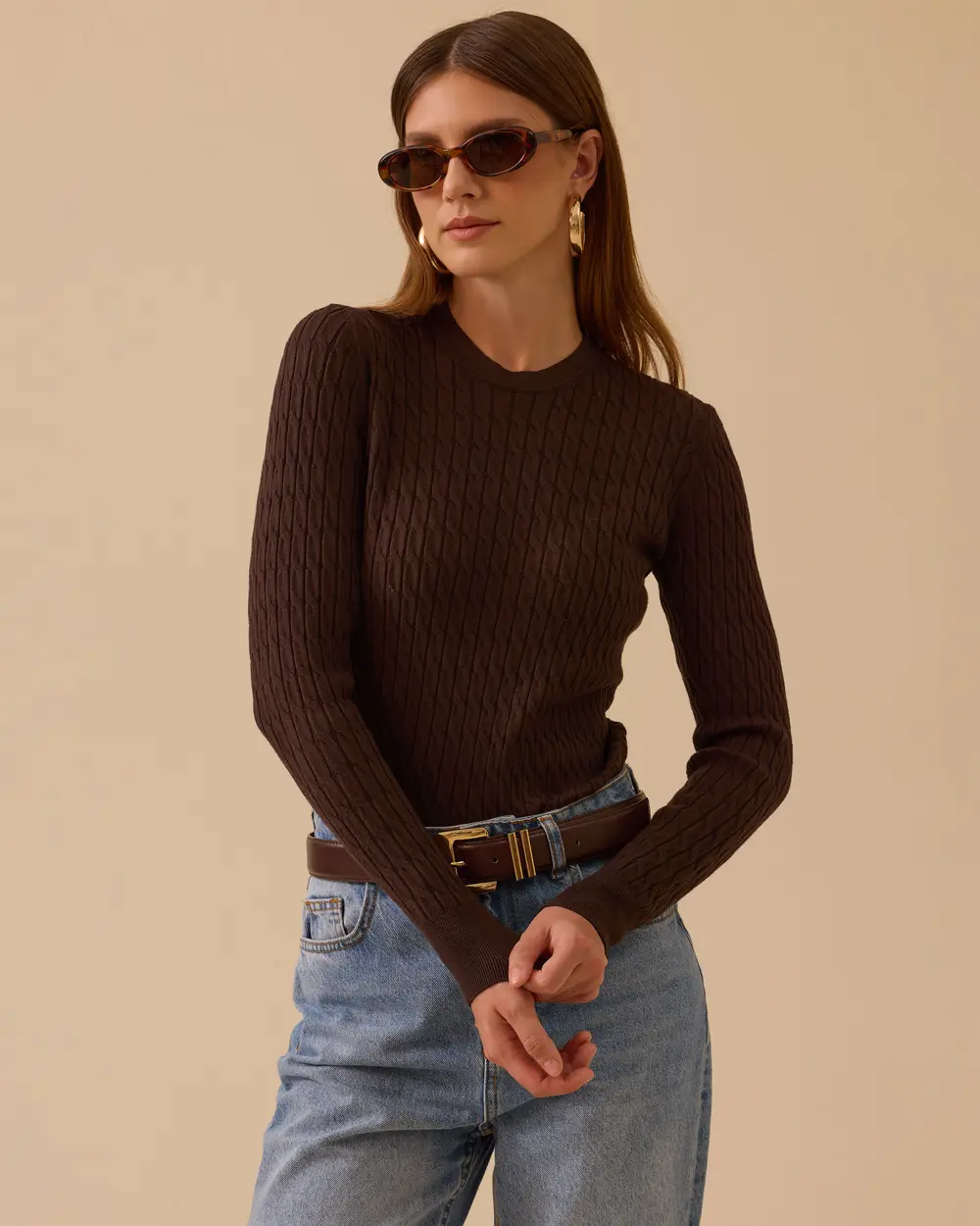 Örgü Desen Sıfır Yaka Triko