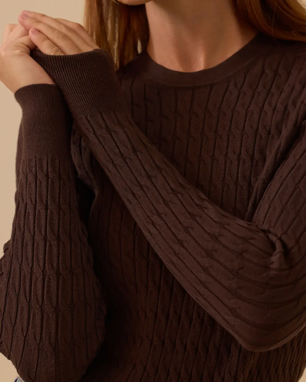 Örgü Desen Sıfır Yaka Triko