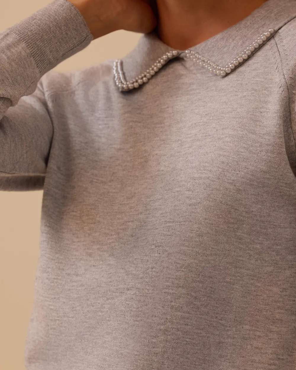 Bead Detailed Waist Length Sweater